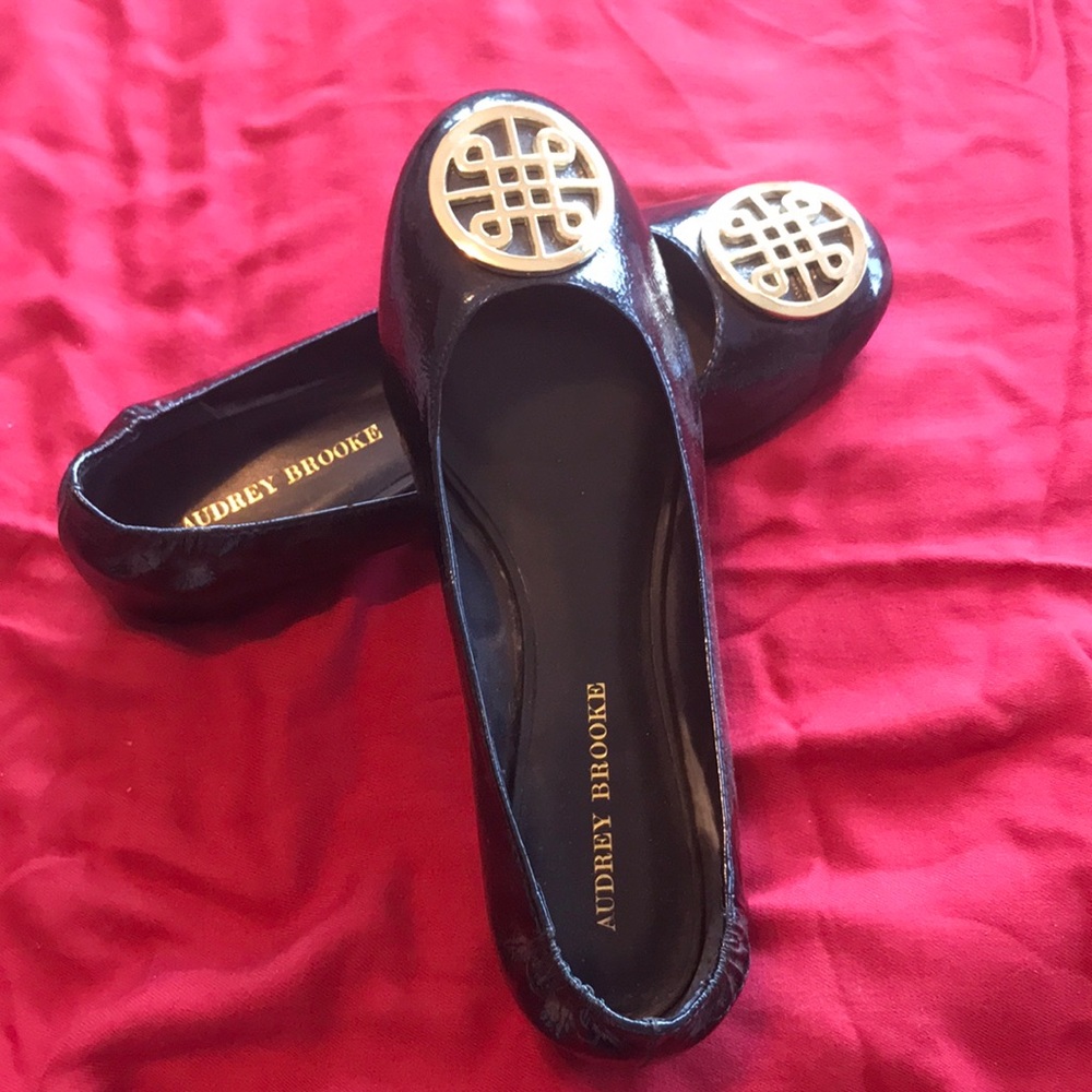 Black leather flats